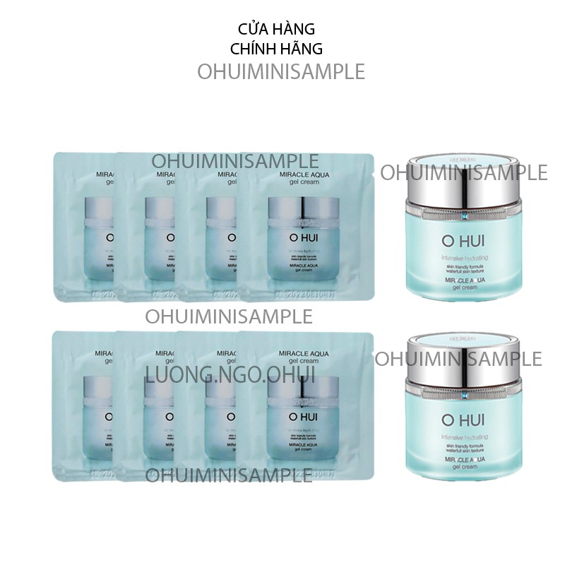 Gói kem cấp nước Ohui xanh giúp da căng mọng giảm mụn giảm tiết dầu - Ohui Aqua Miracle Gel Cream 1ml