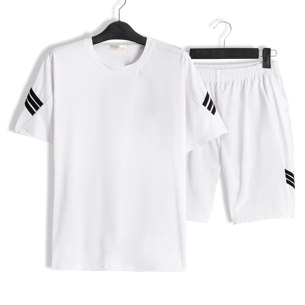 Bộ đồ thể thao hè nam phối kẻ chất thun lạnh co giãn 4 chiều