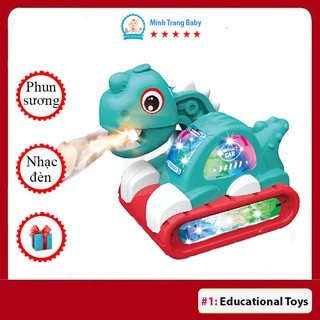 Đồ chơi xe tăng khủng long phun sương có nhạc đèn cho bé