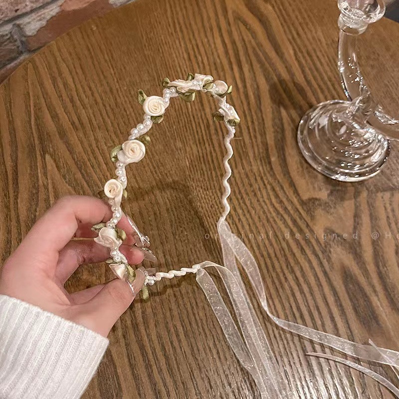 Băng Đô Cài Tóc Vải Satin Đính Ngọc Trai Và Hoa Phong Cách Mới Dành Cho Nữ 2022