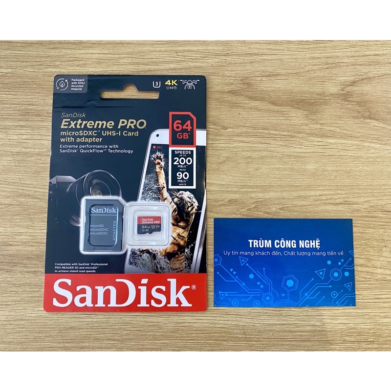 Thẻ Nhớ MicroSDXC SanDisk Extreme Pro V30 A2 64GB 200MB/s SDSQXCU-064G-GN6MA