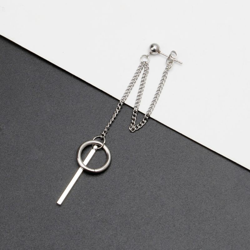 Khuyên tai hình mặt trăng và ngôi sao bằng titan phong cách cá tính Hàn Quốc