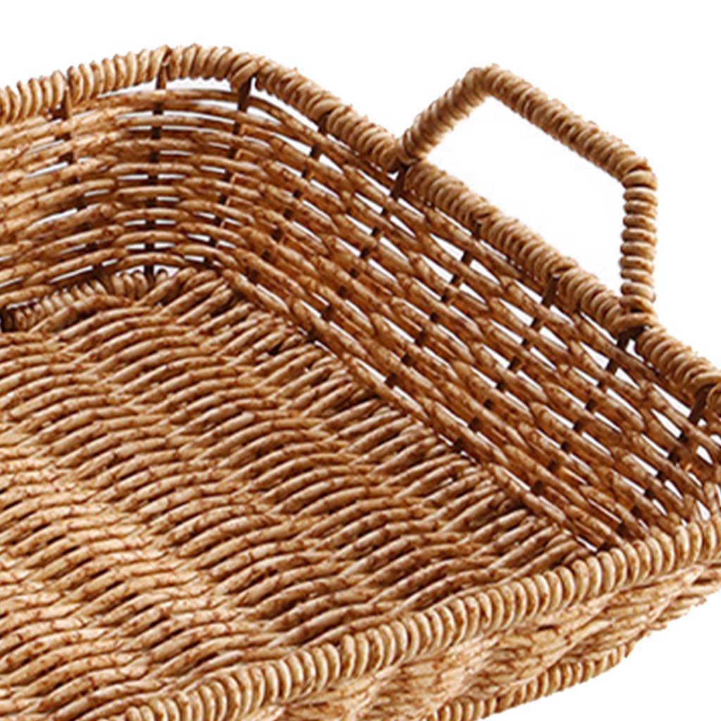 [Dolity2] Rổ Nhựa Đựng Bánh Mì / Trái Cây / Rau Củ / Rau Củ Giả Mây Đan Hình Chữ Nhật Màu Nâu Cho Nhà Hàng / Phục Vụ Thức Ăn