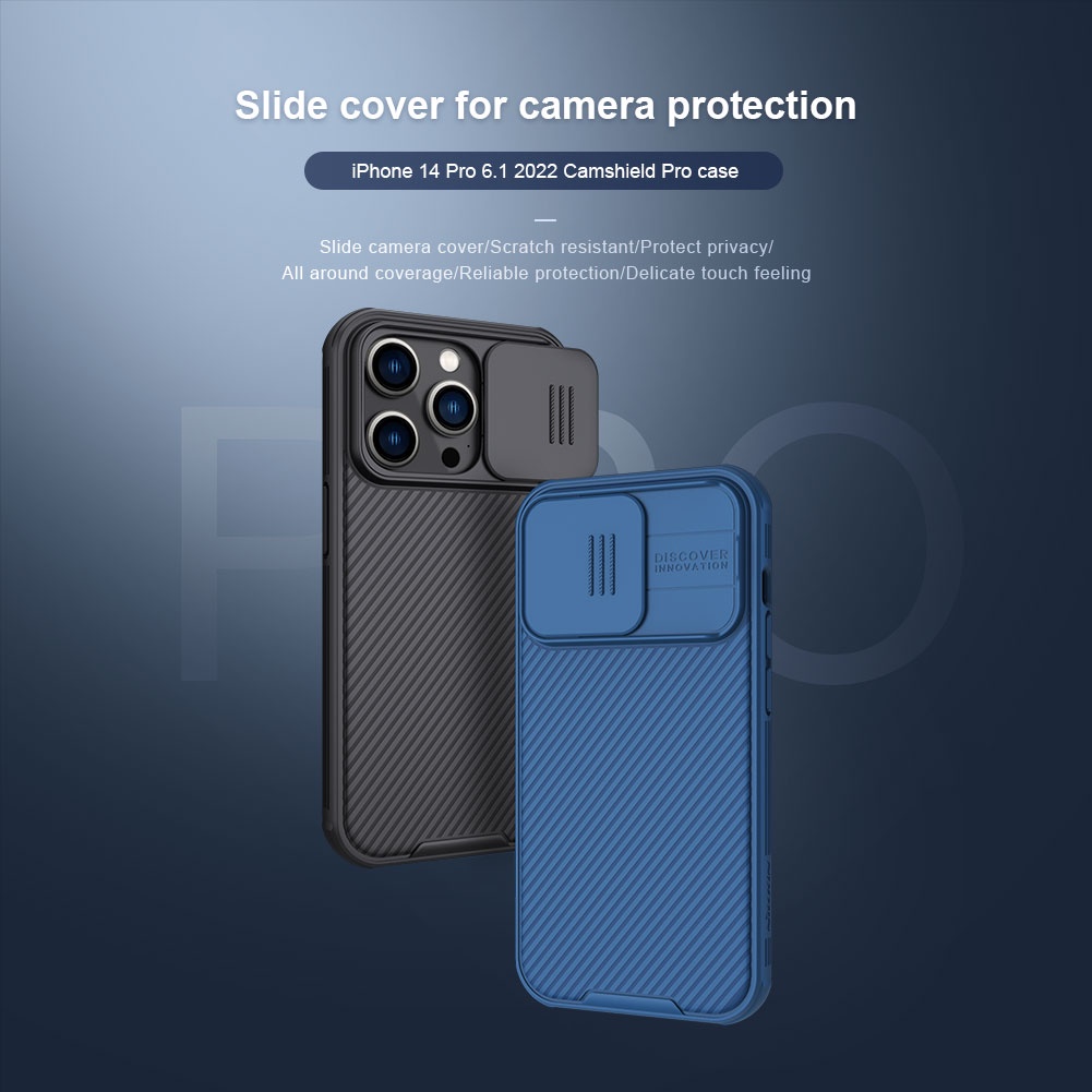 Ốp điện thoại NILLKIN bằng TPU PC chống sốc có nắp trượt bảo vệ camera thích hợp cho Iphone 14 pro