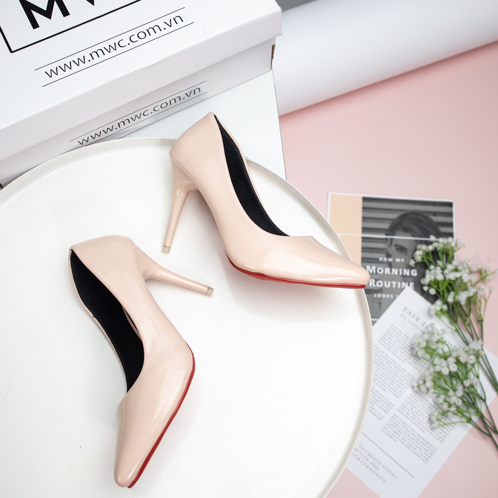 Giày Cao Gót MWC Đế Nhọn 7CM Bít Mũi Da Bóng NUCG-3807