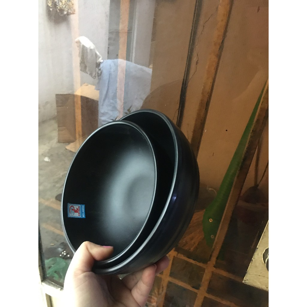 Tô tròn to dày đựng cháo,bún,phở nhựa Melamine nhám đen nhiều Size