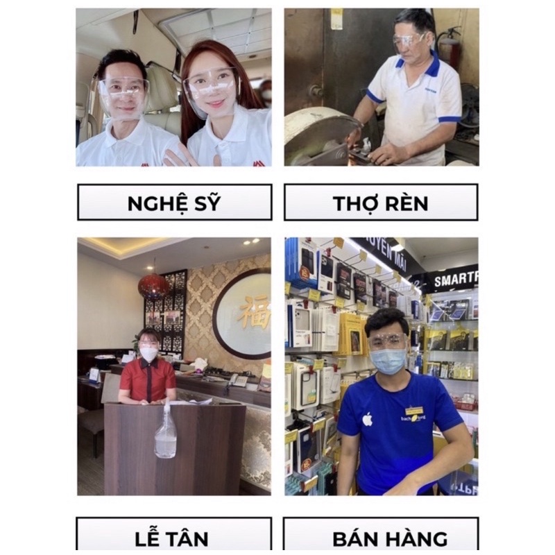 Kính Chống Giọt Bắn Phòng Dịch FACE SHIELD 🌟 HÀNG LOẠI 1🌟 Chắn bụi, hóa chất độc Hại, Kính trong suốt | BigBuy360 - bigbuy360.vn