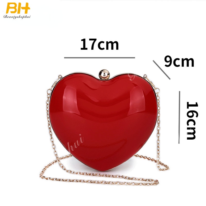 Túi Đeo Vai Cầm Tay Bằng Acrylic Phối Dây Xích Trang Trí Hình Trái Tim Thời Trang 2022 Dành Cho Nữ