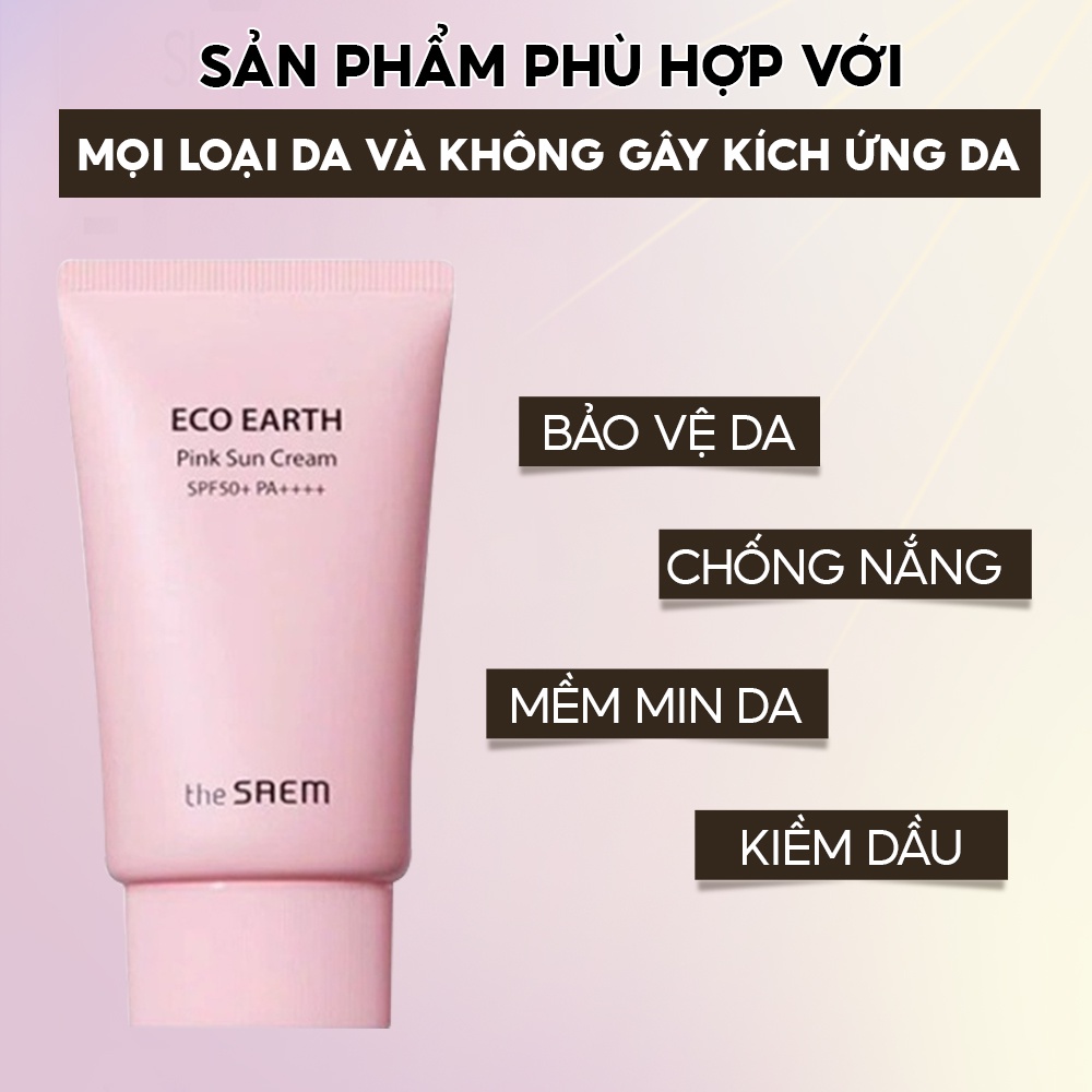 Kem chống nắng giúp bảo vệ trắng sáng da nâng tone TheSeams Eco Earth Power Hàn Quốc SPF 50+ PA+++