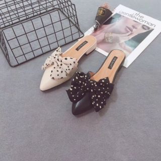 Dép sục nơ vải chấm bi