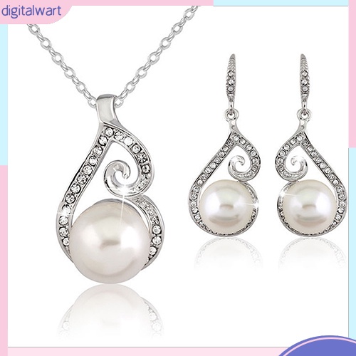 Set Vòng cổ Và Đôi Khuyên Tai Đính Ngọc Trai Nhân Tạo Xinh Xắn Thời Trang Dành Cho Nữ