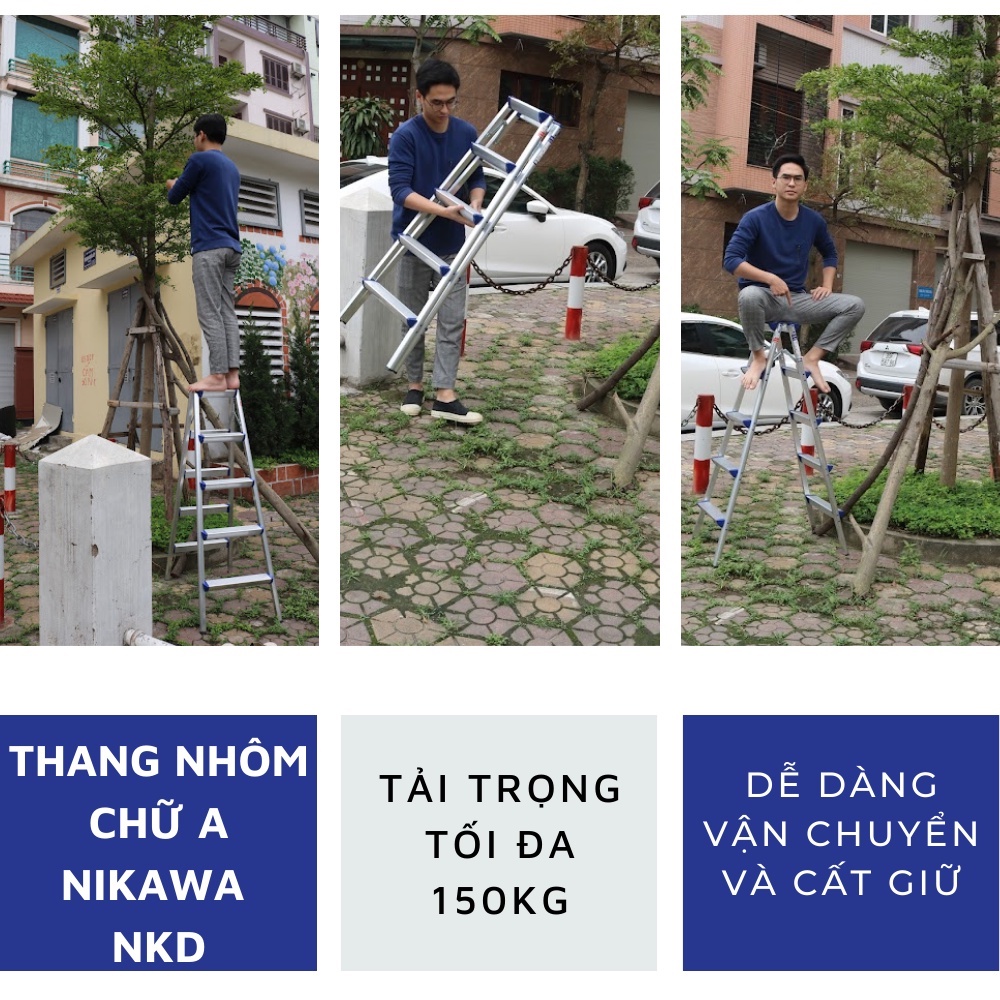 Thang nhôm, thang chữ a Nikawa NKD-06 NEW, 6 bậc, nhập khẩu Nhật Bản, bảo hành chính hãng 18 tháng