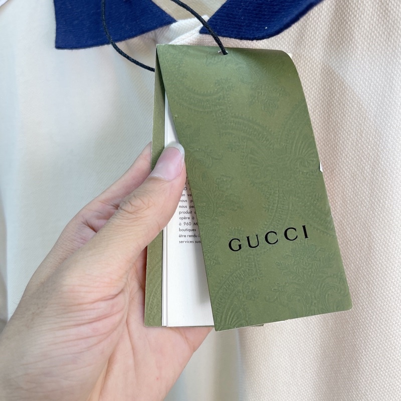 ⚡️ - Áo Polo Gu*CCI Cotton Piquet Polo With Interlocking G stripe Cream, Áo polo GC 3M cao cấp