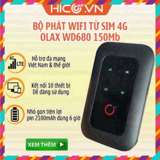 Cục phát wifi 4G Olax Wd680 Đa Mạng, Bộ phát wifi di động BF-01B Chất Lượng Châu Âu, Tốc Độ 150Mb Hỗ Trợ Tất Cả Nhà Mạng