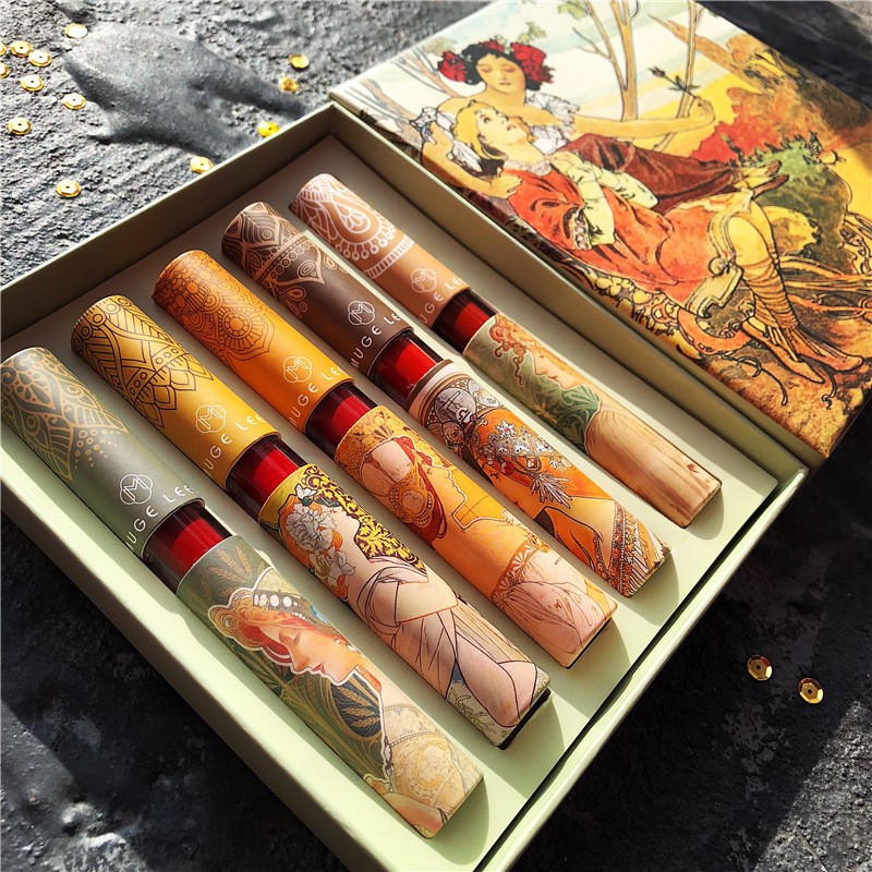 🍑 Set 5 Cây Son Kem Cổ Trang Siêu Lì, Mịn, Đẹp Mugeleen Nội Địa 5 Màu Hottrend - Y138