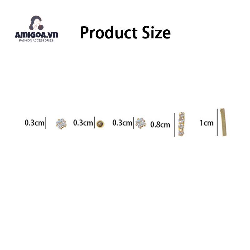 Set 5 Khuyên Tai S925 Không Làm Tổn Thương Da Thời Trang Cho Nữ
