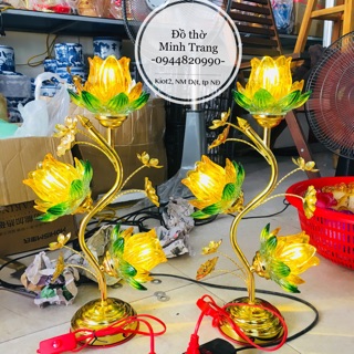 Đèn thờ sen vàng 3 bông cao 45cm