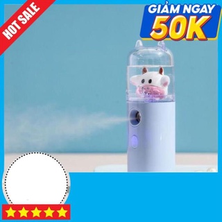 Máy Phun Sương, Xịt Khoáng Nano Cầm Tay Mini, Máy Tạo Ẩm Hình Bò Sữa Siêu Đáng Yêu