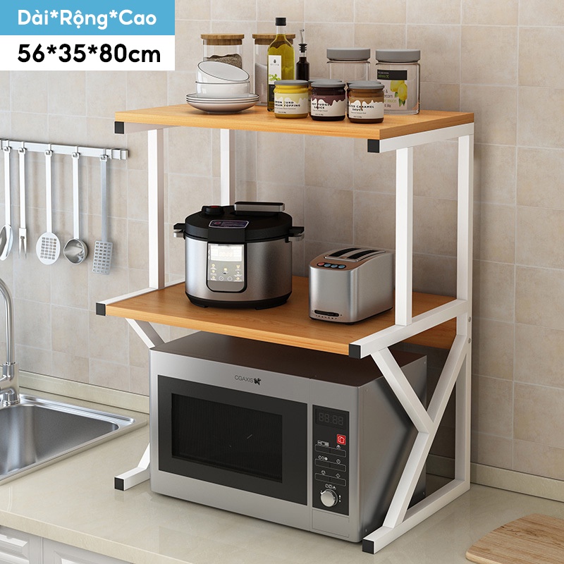Kệ lò vi sóng nhiều tầng, kệ bếp đa năng để đồ gia dụng, gia vị khung chắc chắn mẫu mới nhất cải tiến