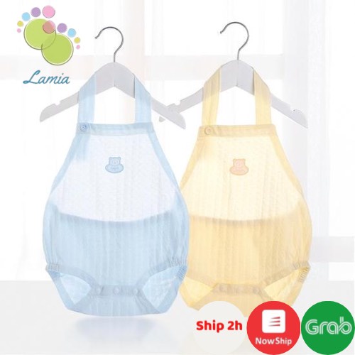 Bộ Bodysuit Yếm Hở Lưng Chất Thông Hơi Mỏng Mát Mùa Hè Cho Bé Trai Bé Gái Lamia 𝟏𝟐𝐁𝐃𝐒