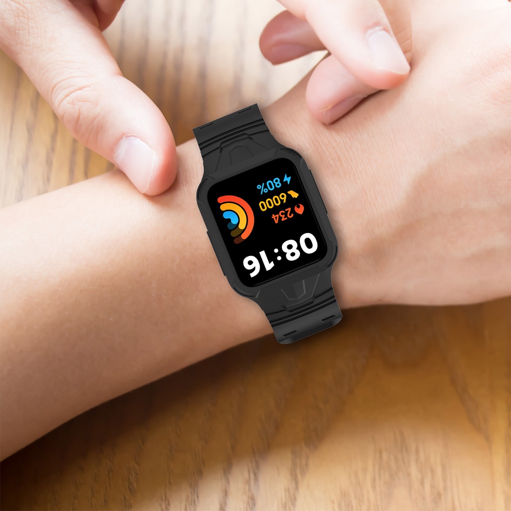 Dây Đeo Thể Thao Bằng Silicone Kèm Vỏ Bảo Vệ Cho Redmi Watch