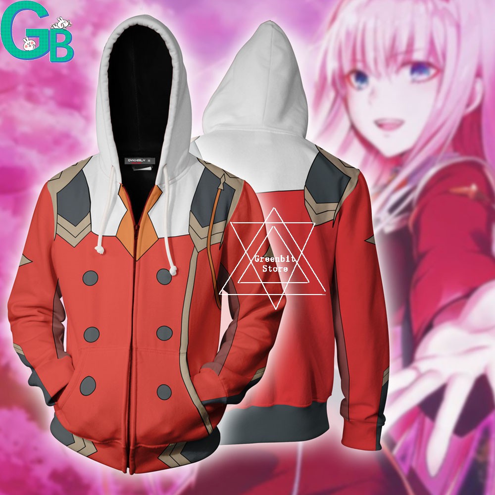 Áo khoác nam tay dài có nón in hình nhân vật Anime darling in the franxx