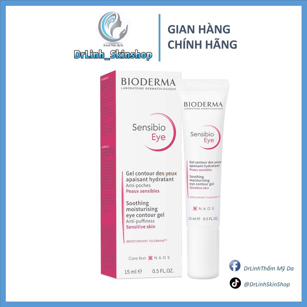 Kem mắt Bioderma sensibio eye contour gel dưỡng mắt và mờ thâm mắt KM01