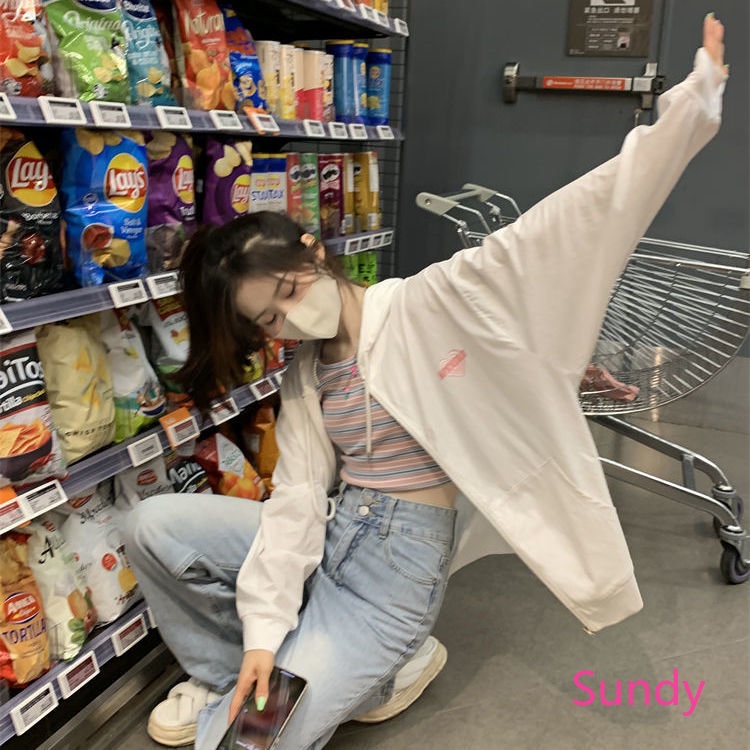 Áo Hoodie Tay Dài Dáng Rộng Có Khóa Kéo In Họa Tiết Thời Trang Mùa Thu Cho Nữ