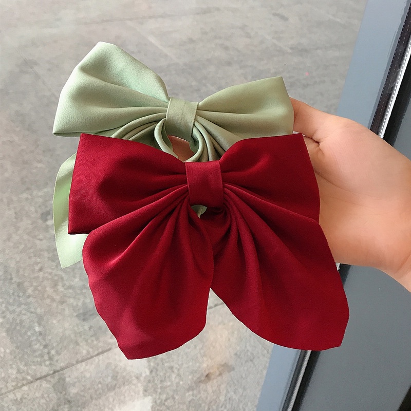 Kẹp Tóc Nơ Satin Màu Trơn Dễ Thương Cho Bé Gái