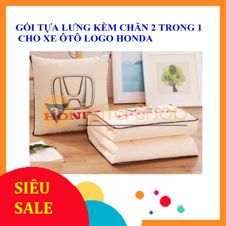 GỐI TỰA LƯNG KÈM CHĂN 2 TRONG 1 CHO XE ÔTÔ LOGO HONDA