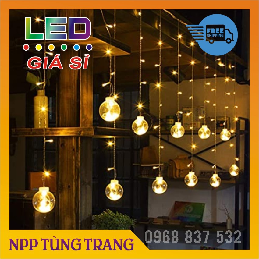 ĐÈN LED DÂY NHÁY BANH THẢ RÈM DÀI 5M, 12 BÓNG ĐƯỜNG KÍNH 8CM