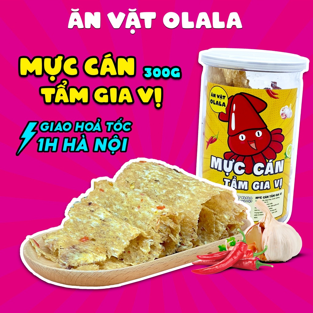 Mực Cán Tẩm Vị 200g OLALA Dai Ngon Đậm Vị Đồ Ăn Vặt Hà Nội