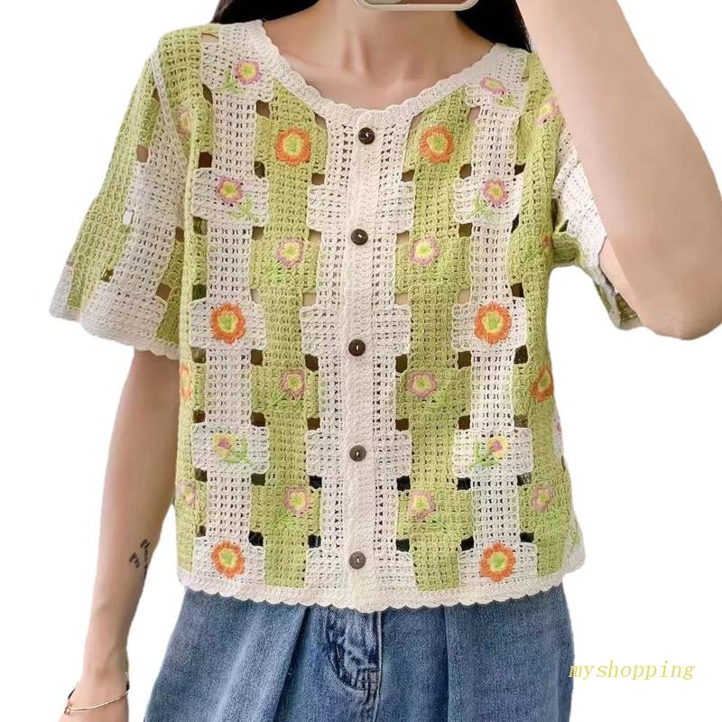 Áo Cardigan Dệt Kim Thêu Hoa Phong Cách Retro Cho Nữ