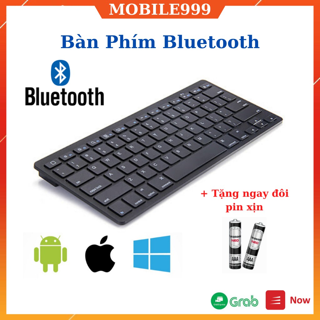 Bàn Phím Không Dây Bluetooth Siêu mỏng - Phím ấn cực nhẹ - Dùng cho Máy Tính Bảng - Điện Thoại - Laptop MOBILE999 | WebRaoVat - webraovat.net.vn