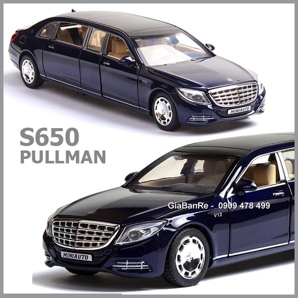 XE MÔ HÌNH SẮT TỈ LỆ 1:32 - KIỂU DÁNG MERCEDES S600 PULL MAN - XANH ĐEN - 9824.2