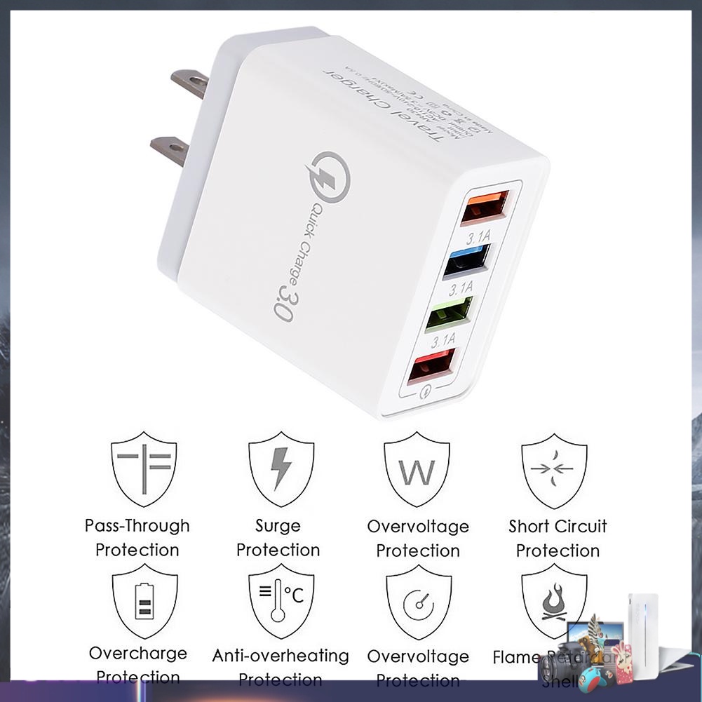 Củ sạc nhanh với 4 cổng USB màu sắc