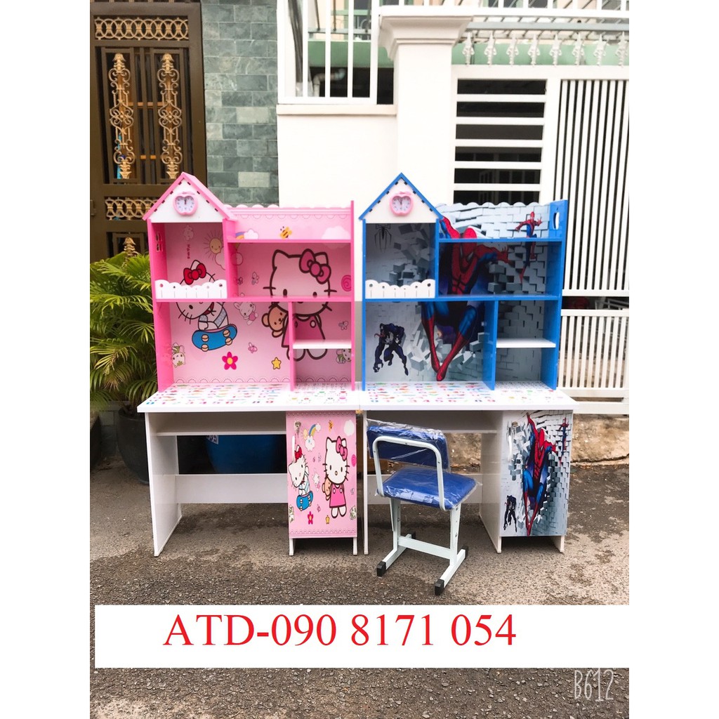 Bàn học sinh trẻ em doremon, kitty, công chúa, siêu nhân nhện loại 80cm và 1m