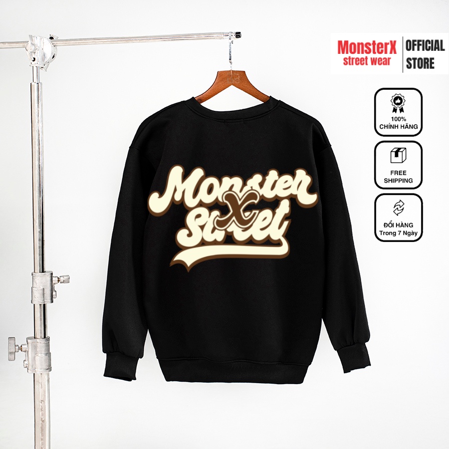Áo dài tay trơn NỈ BÔNG Unisex Monster X Street Bowling Sweater Ulzzang cặp đôi nam nữ form rộng oversize Hàn Quốc