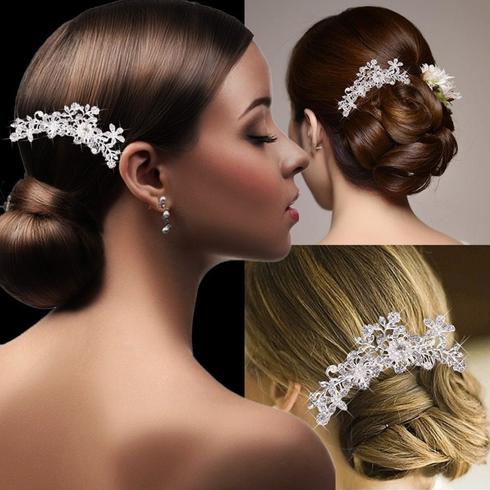 Trâm Cài Tóc Hình Lá Đính Ngọc Trai Sang Trọng Cho Cô Dâu