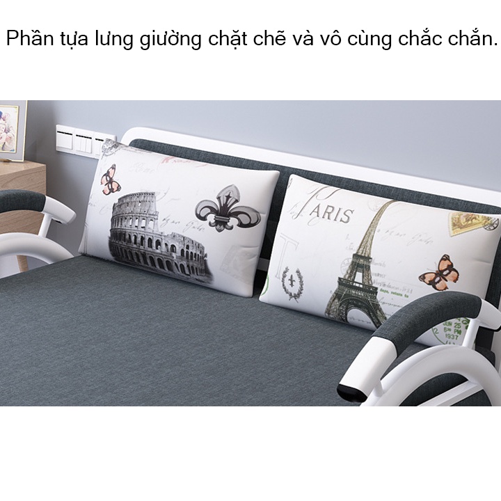 Giường Gấp Gọn Thành Ghế Sofa Giường Sofa Giường Đa Năng Nệm Mút Tự Nhiên Có Ngăn Chứa Đồ Tiện Khung Thép Cường Lực