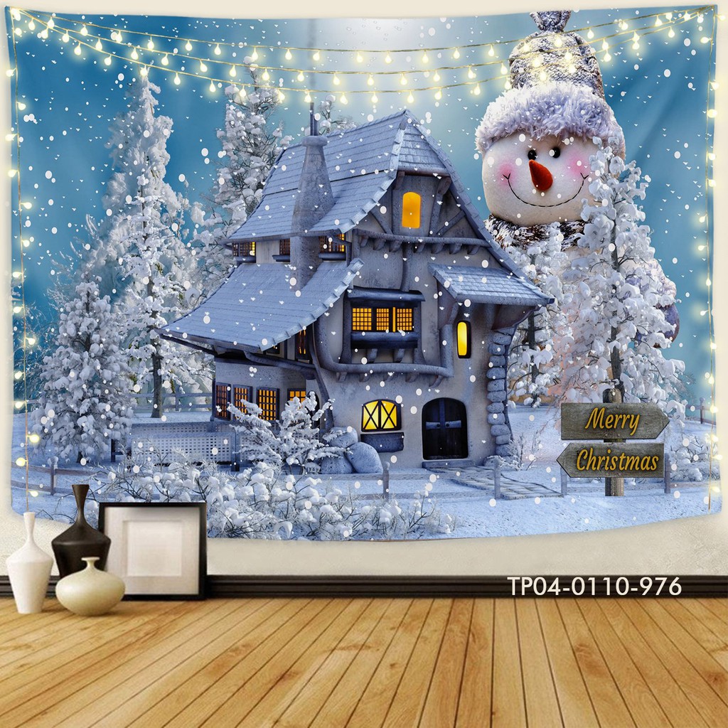 Tranh vải in 3D treo tường trang trí NOEL, decor GIÁNG SINH, MERRY CHIRMAS , JESU [ tặng móc treo, miếng dán định vị]