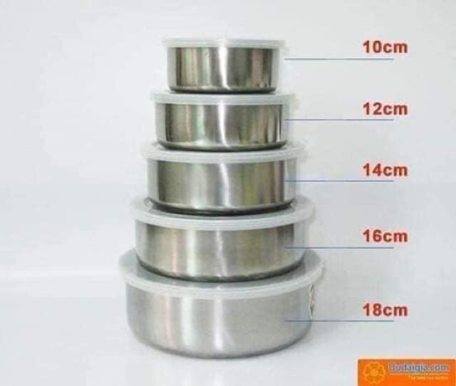 Bộ 5 bát inox có nắp đạy tiện dụng