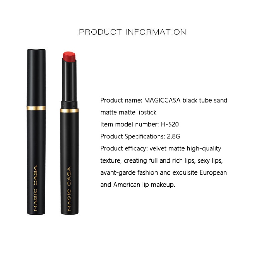 MA THUẬT CASA Đen Ống Son Môi Mist Matte Không dính Cup Son Môi 6-Màu Sắc Mỏng Ống Son Môi Giao hàng Nhanh Chóng