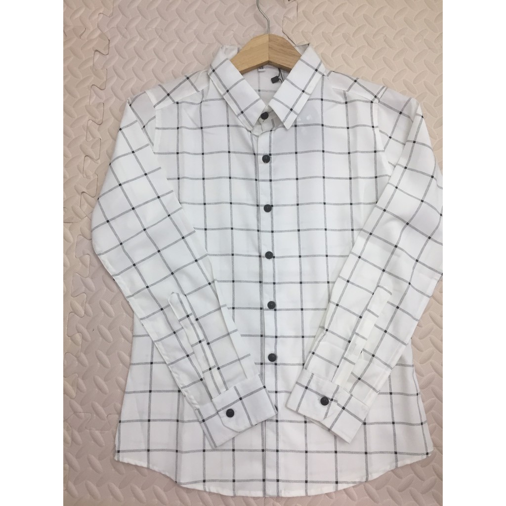 Áo sơ mi nữ sọc caro trắng