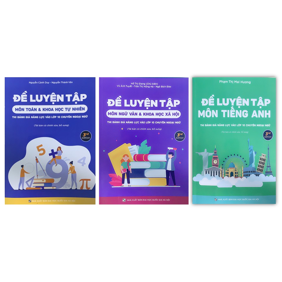 Sách - Combo 3 cuốn thi đánh gía năng lực vào lớp 10 chuyên Ngoại ngữ ( Toán + Văn + Anh)