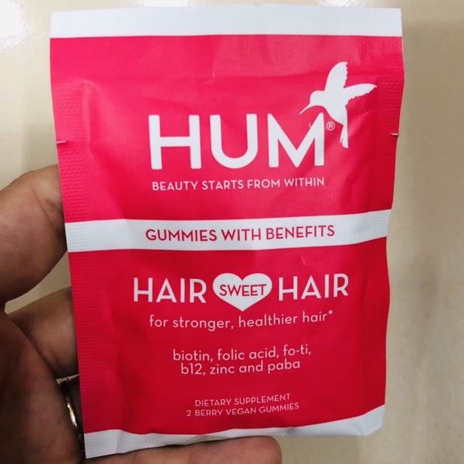 [CÓ BILL US] [Minisize] Gói 2 viên Kẹo dẻo hỗ trợ mọc tóc, làm khoẻ tóc HUM Nutrition Hair Sweet Hai