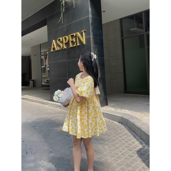ĐẦM BABYDOLL HOA TAY BỒNG NƠ SAU KÈM QUẦN