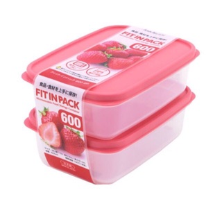Set 2 hộp nhựa nắp dẻo 600ml nhật bản