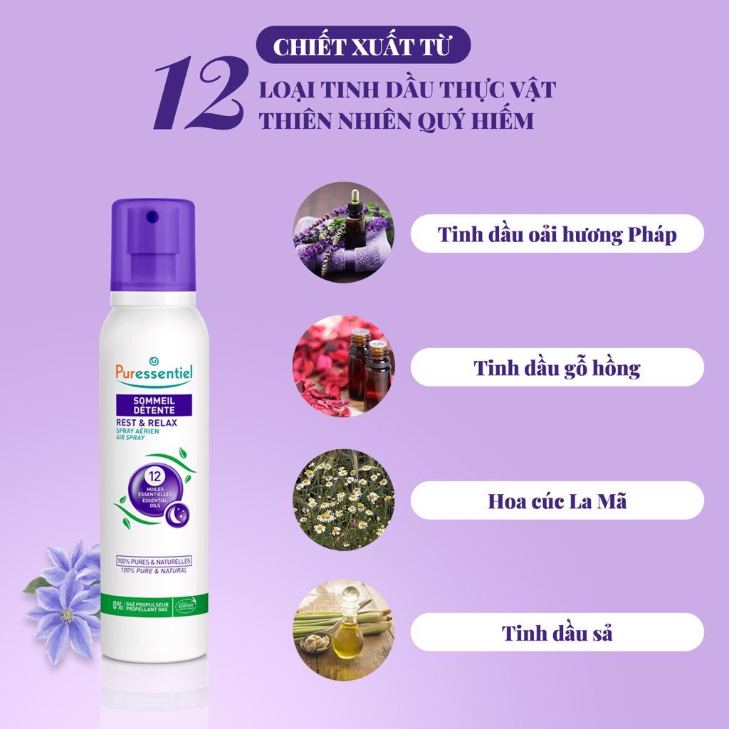 Tinh chất chống mất ngủ Puressentiel dạng xịt thuộc dòng sản phẩm hỗ trợ chăm sóc sức khỏe 200ml