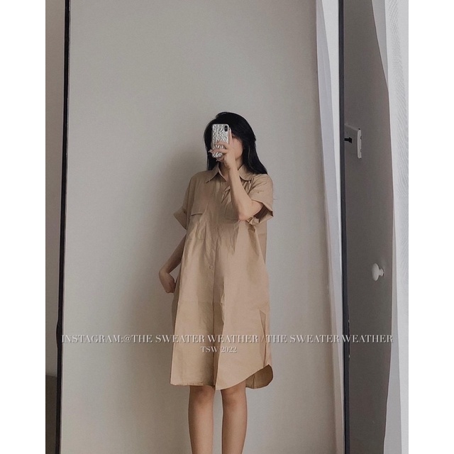 Váy sơ mi dáng dài trơn mã V05